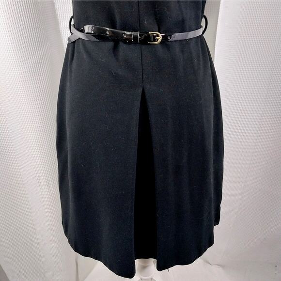 BANANA REPUBLIC! BLACK HEAVIER WEIGHT STRETCH, BELTED WAIST DRESS! SZ S - Picture 4 of 11